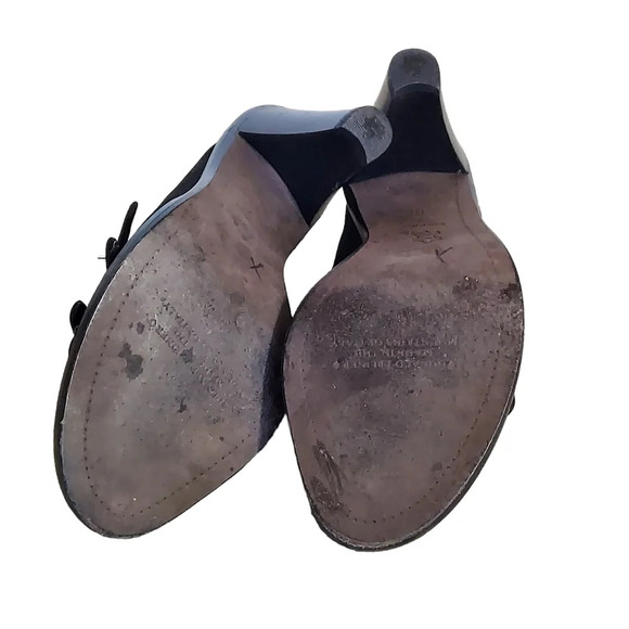 Donald J Pliner Black Suede Strappy Buckled Heeled Sandals‎ Mules - Picture 14 of 15